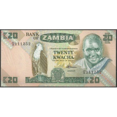 Zambia, 20 Kwacha ND1980-88 P27e