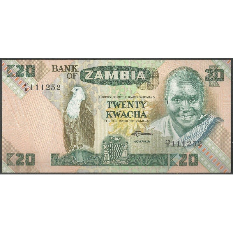 Zambia, 20 Kwacha ND1980-88 P27e