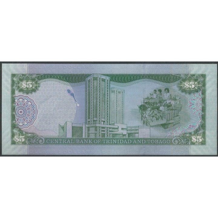 Trinidad y Tobago 5 Dollars 2006 Firma Williams P47a reverso