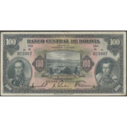 Bolivia 100 Bolivianos L 20 Jul 1928 Serie K P125a