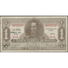Bolivia 1 Boliviano L 20 Jul 1928 Serie K16 P128c
