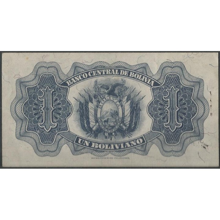 Bolivia 1 Boliviano L 20 Jul 1928 Serie K16 P128c reverso
