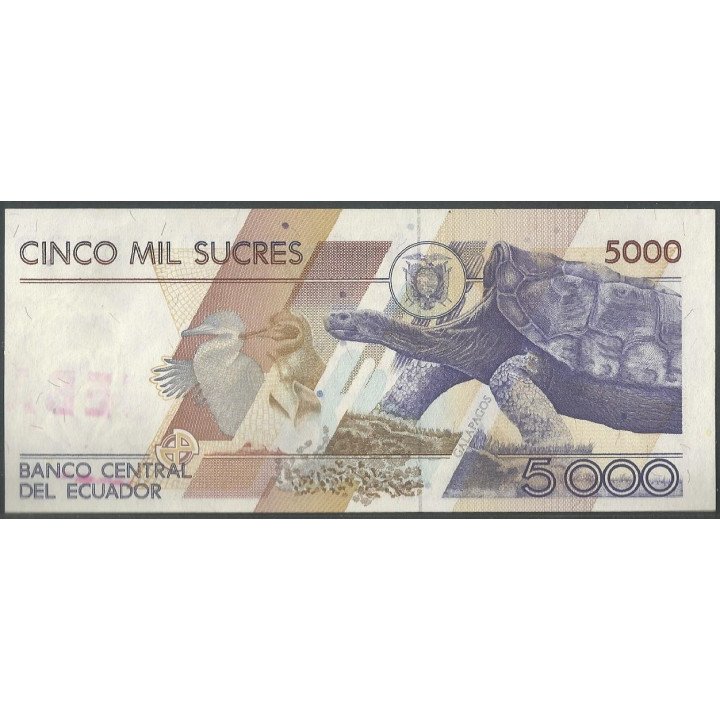Ecuador 5.000 Sucres ND1991-9 P128 PRUEBA reverso