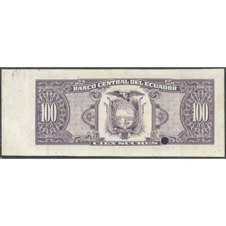 Ecuador 100 Sucres ND1988-97 P123A PRUEBA reverso