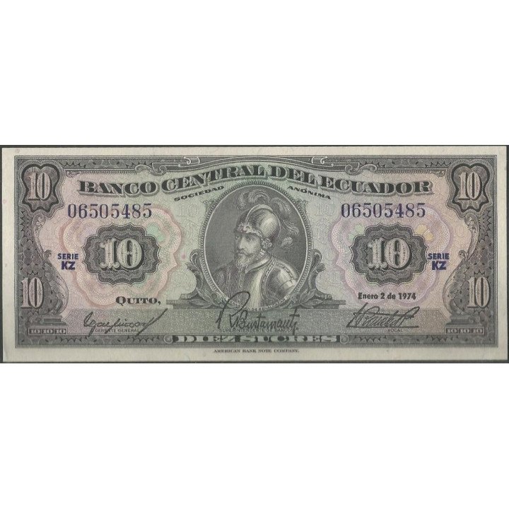 Ecuador 10 Sucres 2 Ene 1974 KZ P101Ab