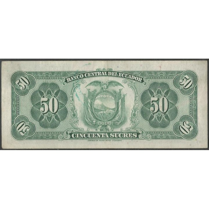 Ecuador 50 Sucres 20 May 1971 TN P104b reverso