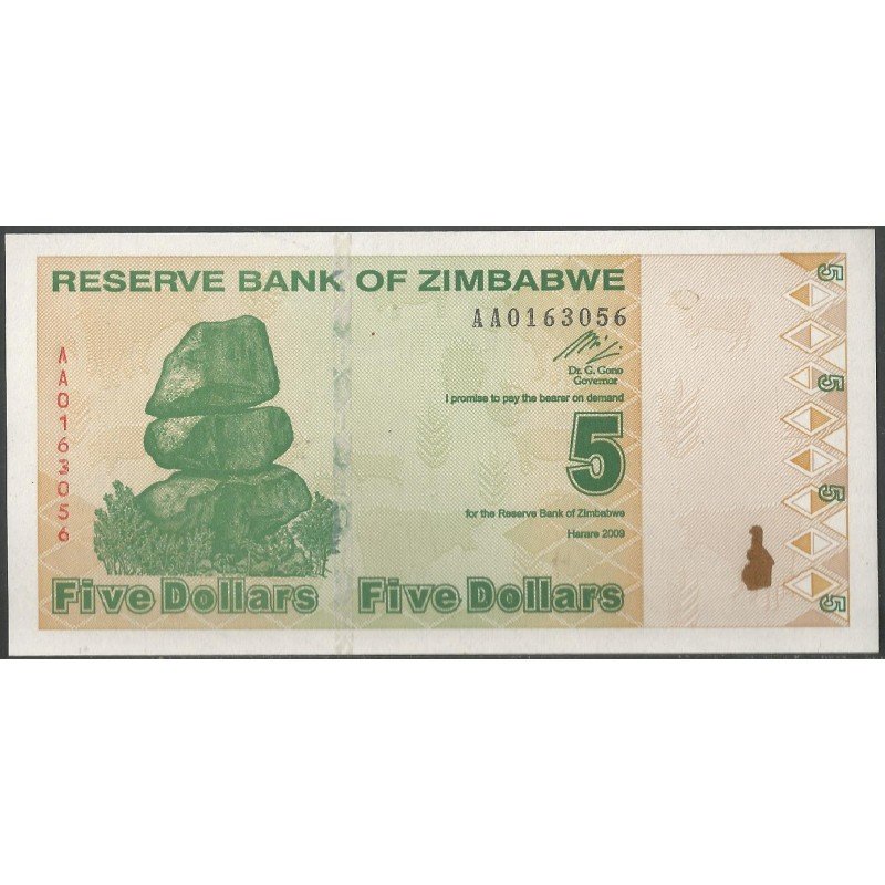 Zimbabwe, 5 Dollars 2009 P93