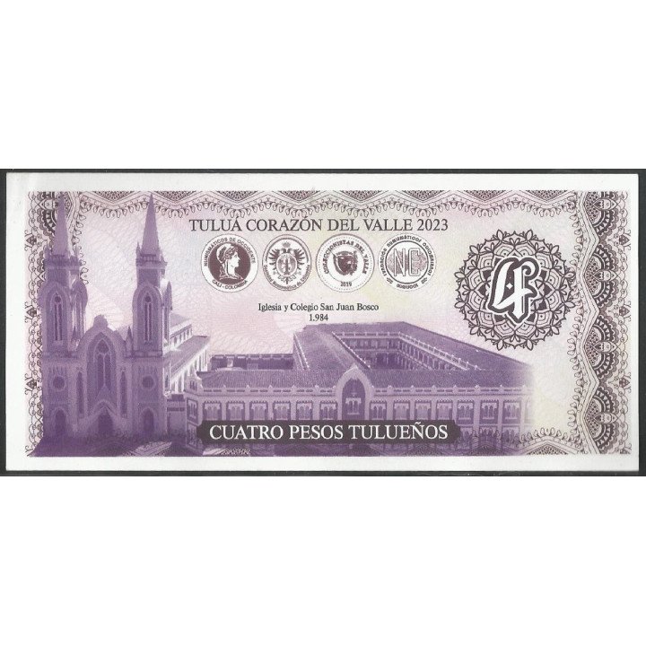 Tulua 4 Pesos Tulueños 2023 Specimen reverso