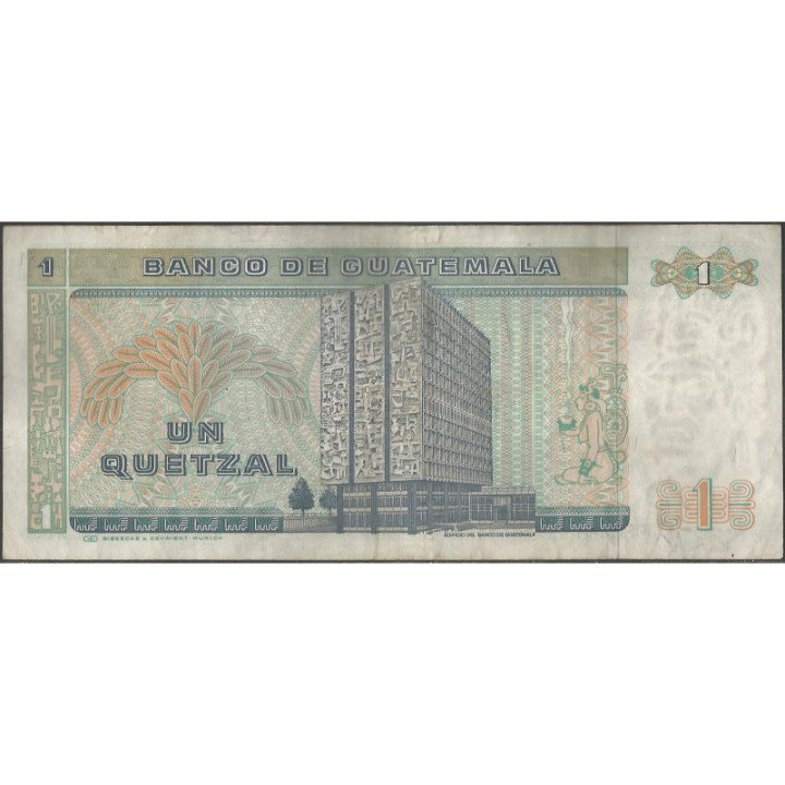 Guatemala 1 Quetzal 9 Ene 1985 P66 reverso