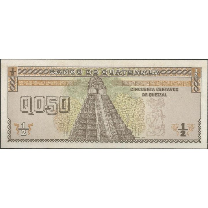 Guatemala 50 Centavos 4 Ene 1989 P72a reverso