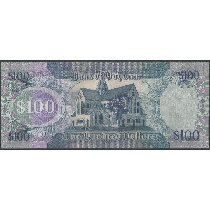Guyana 100 Dollars ND2006 Firma 16 P36d reverso