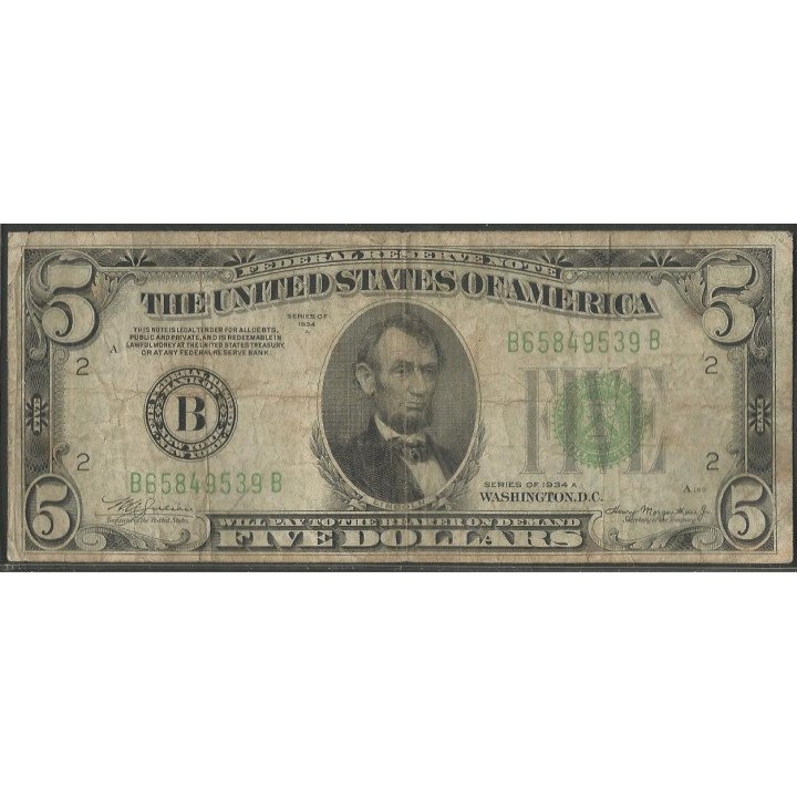 Estados Unidos 5 Dollars 1934A P429Da