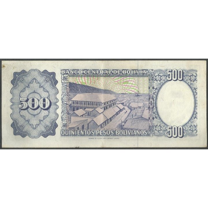 Bolivia 500 Pesos Bolivianos 1 Jun 1981 B P166a reverso