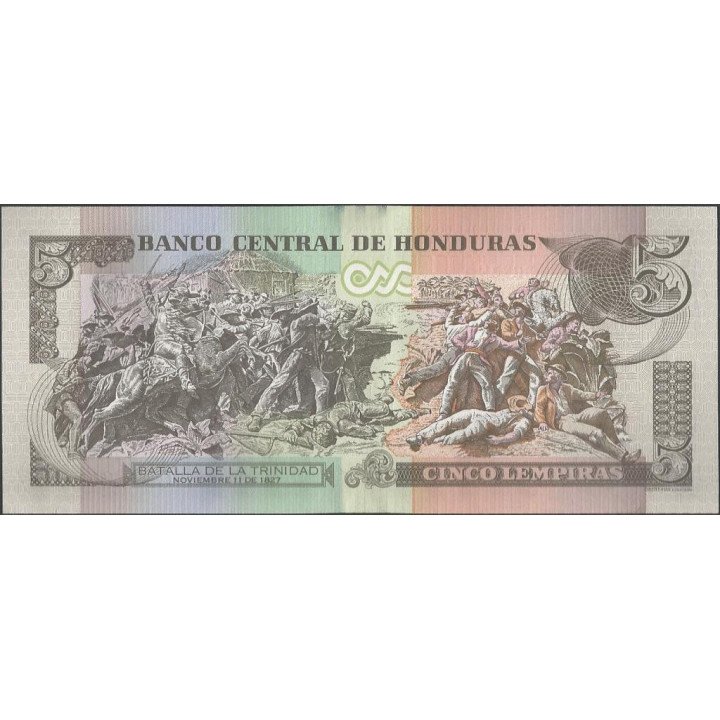 Honduras 5 Lempiras 1 Mar 2012 P98a reverso