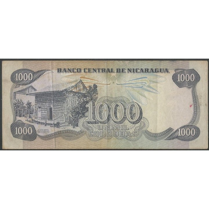 Nicaragua 1.000 Cordobas 1985 P145 reverso