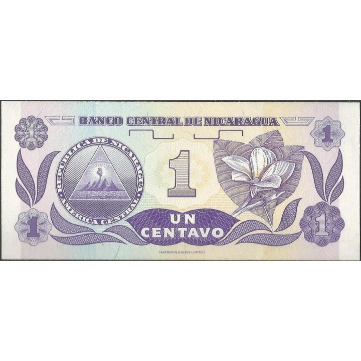 Nicaragua 1 Centavo 1991 P167 reverso