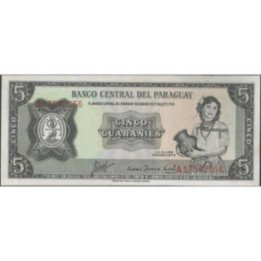 Paraguay 5 Guaranies L1952 P195b