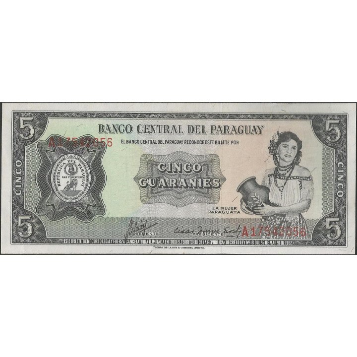 Paraguay 5 Guaranies L1952 P195b