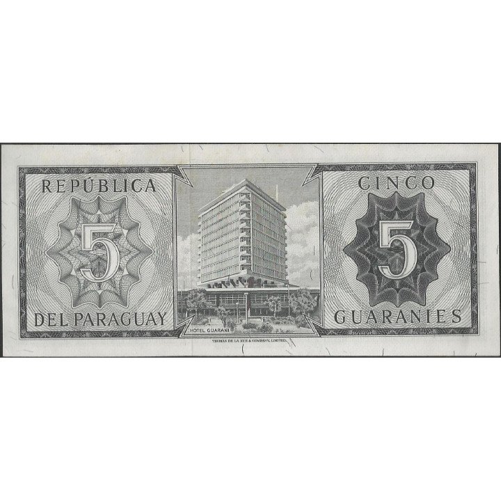 Paraguay 5 Guaranies L1952 P195b reverso