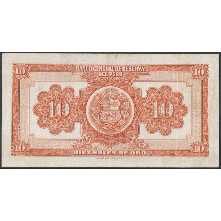 Peru 10 Soles 17 Feb 1955 P71a reverso