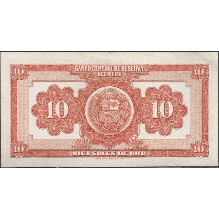 Peru 10 Soles 20 May 1966 P84a reverso