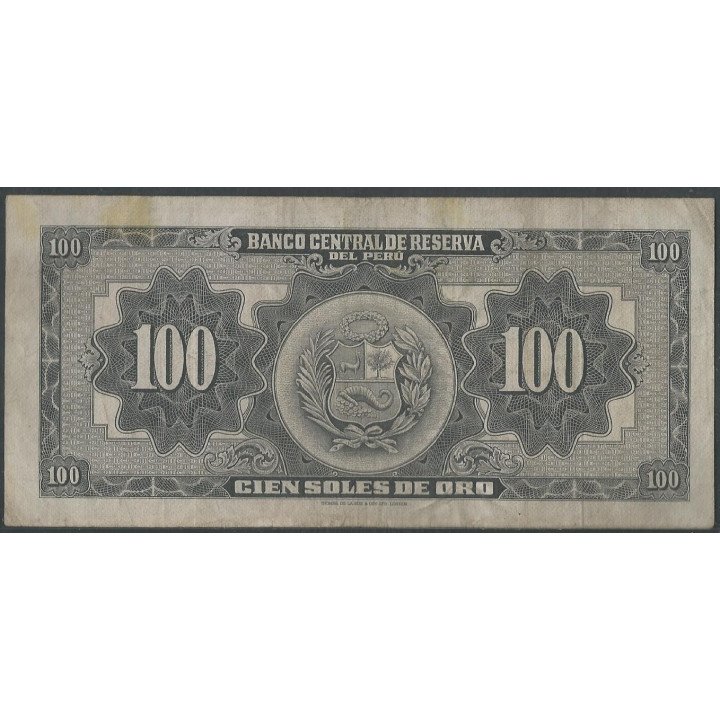 Peru 100 Soles 23 Feb 1968 P86a reverso