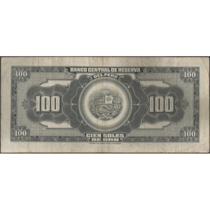 Peru 100 Soles 12 Sep 1962 P90a reverso