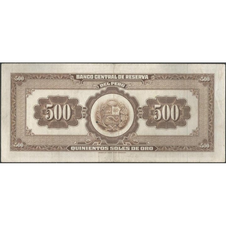 Peru 500 Soles 26 Feb 1965 P91 reverso