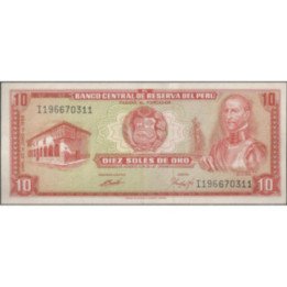 Peru 10 Soles 20 Jun 1969 P100a
