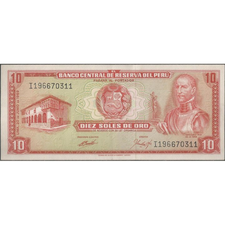 Peru 10 Soles 20 Jun 1969 P100a