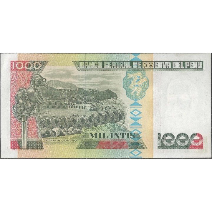 Peru 1.000 Intis 28 Jun 1988 P136b reverso
