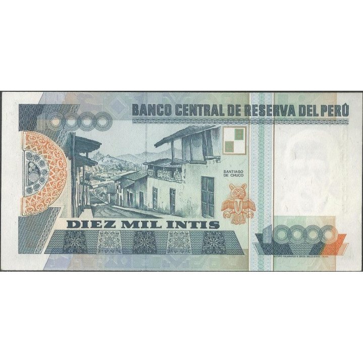 Peru 10.000 Intis 28 Jun 1988 P140 reverso