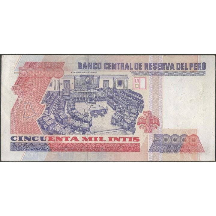 Peru 50.000 Intis 28 Jun 1988 P142 reverso