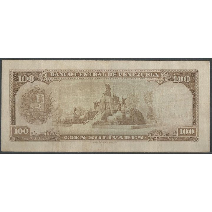 Venezuela 100 Bolivares 18 Mar 1969 U 7 Dig P48f reverso
