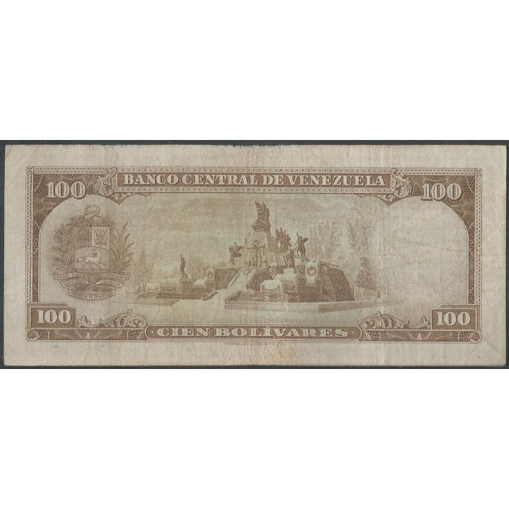 Venezuela 100 Bolivares 18 Mar 1969 V 7 Dig P48f reverso