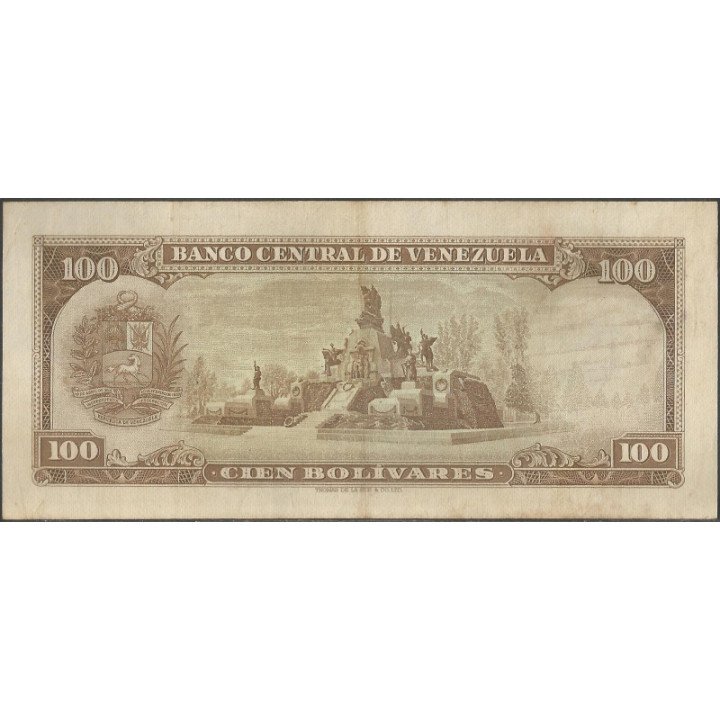 Venezuela 100 Bolivares 26 May 1970 Y 7 Dig P48g reverso