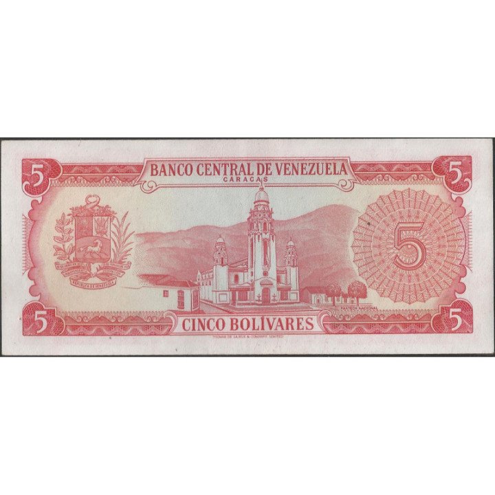 Venezuela 5 Bolivares 29 Ene 1974 Y 7 Dig P50h reverso