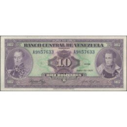 Venezuela 10 Bolivares 22 Jun 1971 A 7 Dig P51a