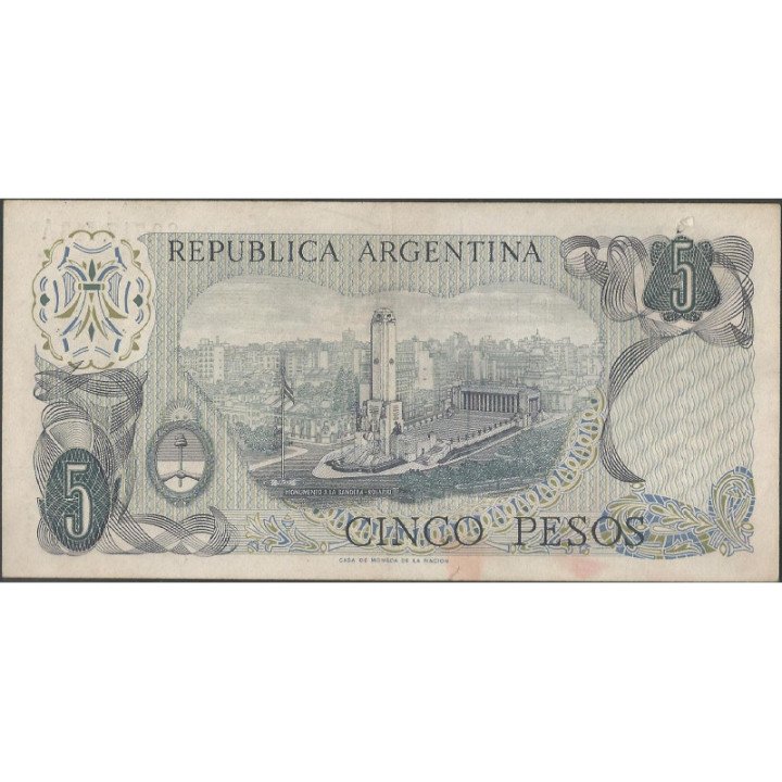 Argentina 5 Pesos ND1974-6 Serie A P294 reverso