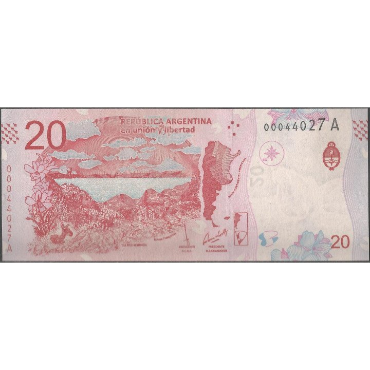 Argentina 20 Pesos 2017 Serie A P361 reverso