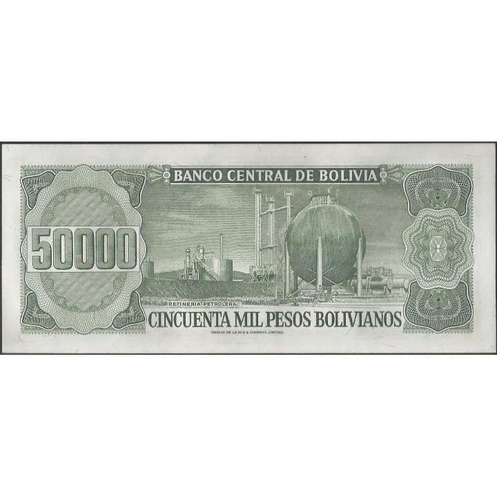 Bolivia 50.000 Pesos Bolivianos D 5 Jun 1984 SERIE A P170a reverso