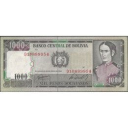Bolivia 1.000 Pesos Bolivianos D 25 Jun 1982 Serie D P167a