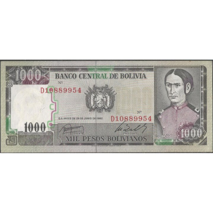 Bolivia 1.000 Pesos Bolivianos D 25 Jun 1982 Serie D P167a