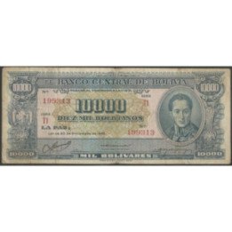 Bolivia 10.000 Bolivianos L 20 Dic 1945 Serie T1 P151