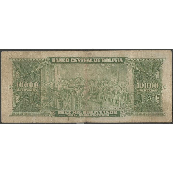 Bolivia 10.000 Bolivianos L 20 Dic 1945 Serie T1 P151 reverso