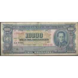 Bolivia 10.000 Bolivianos L 20 Dic 1945 Serie J1 P151
