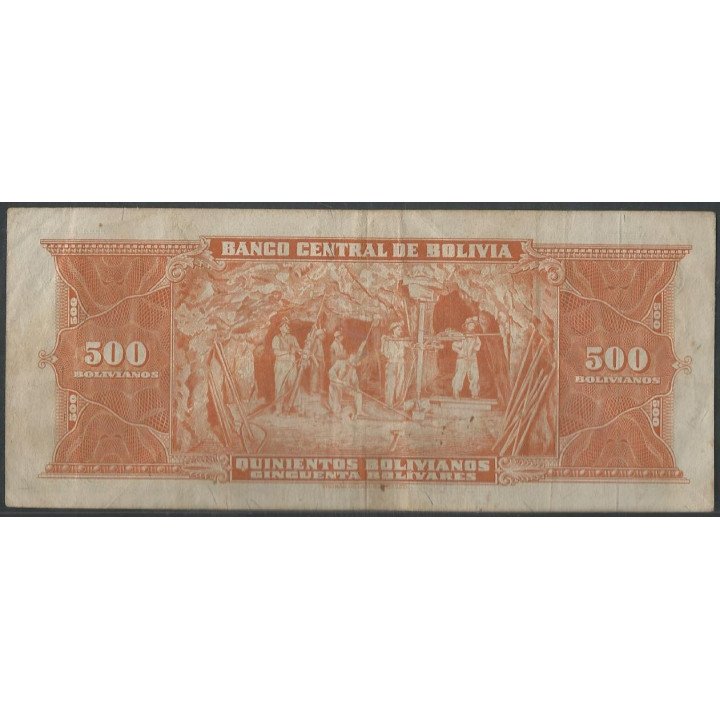 Bolivia 500 Bolivianos L 20 Dic 1945 Serie C1 P148 reverso