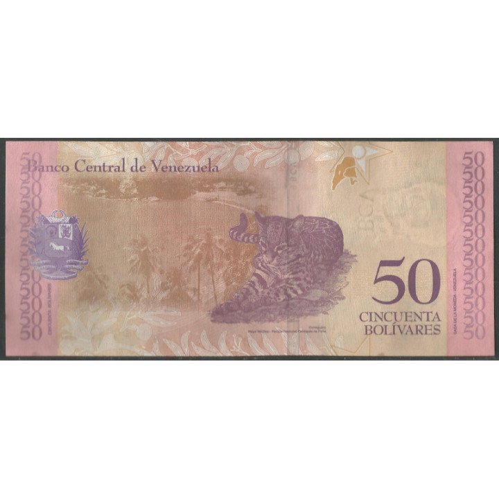 Venezuela 50 Bolivares 15 Ene 2018 C8 Dig P105 reverso