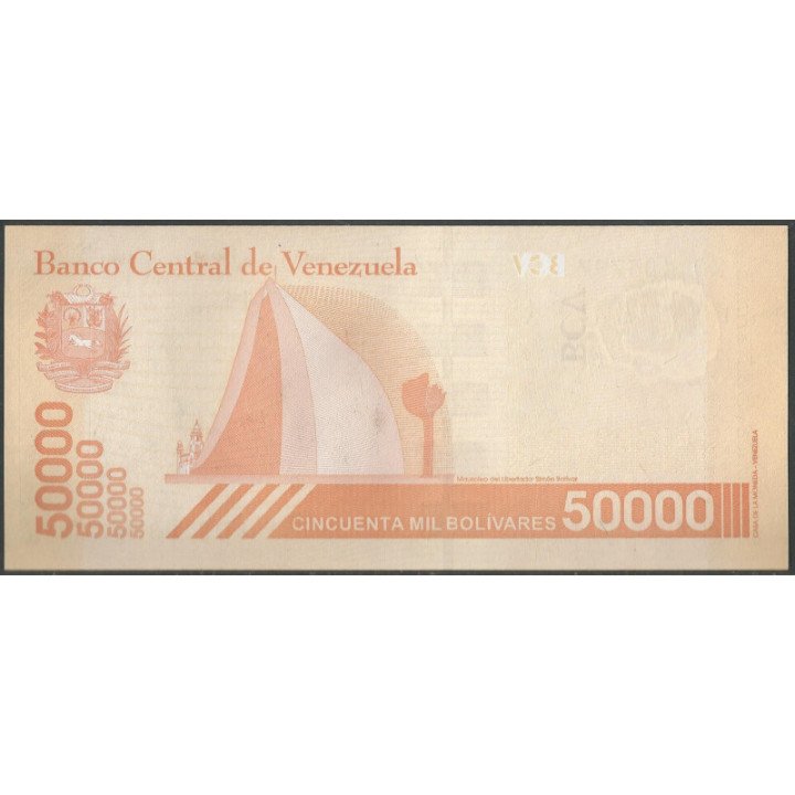 Venezuela 50.000 Bolivares 22 Ene 2019 H8 Dig P111 reverso
