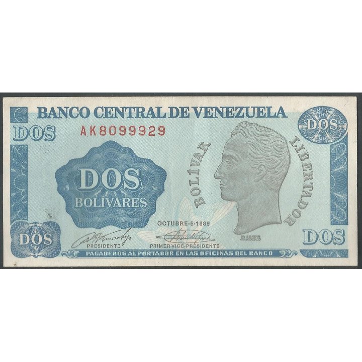 Venezuela 2 Bolivares 5 Oct 1989 AK 7 Dig P69